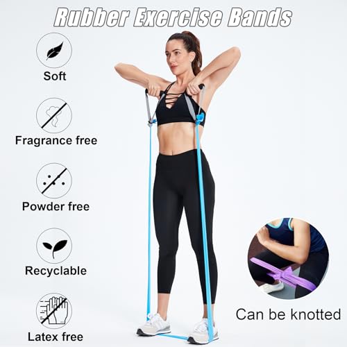 Resistance Bands Set for Physical Therapy, Rehab, Yoga and Pilates - color: Five Colors 5-80 lbs - Includes Accessories