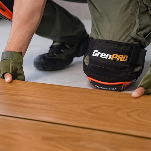 GRENPRO Heavy Duty Knee Pads for Men, Gel Foam, Construction Work - color: Orange