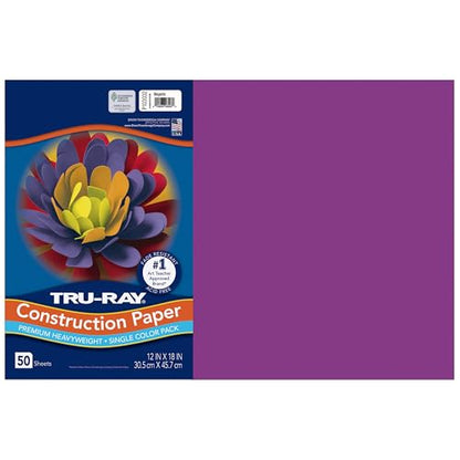 Pacon 103032 Tru-Ray Construction Paper, 76 lbs., 12 x 18, Magenta, 50 Sheets/Pack - color: Magenta, size: 12" x 18", style: 50 Count (Pack of 1)