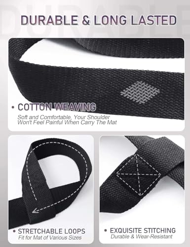 1Pc Black Yoga Mat Carrier Strap, Exercise Mat Carrier Adjustable Sling Weight Loss Fitness Binding Rope