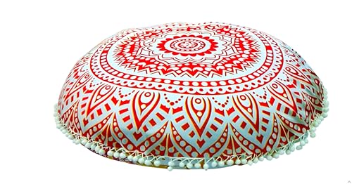 CRAFT KALA Meditation Cushion Cover - Comfortable Floor Pillow Cover - Meditation Pillow Cover - Large Floor Cushion Cover Seating for Adults - Yoga Bolster Cover 32" Orange-Yellow Ombre - color: Orange-yellow Ombre
