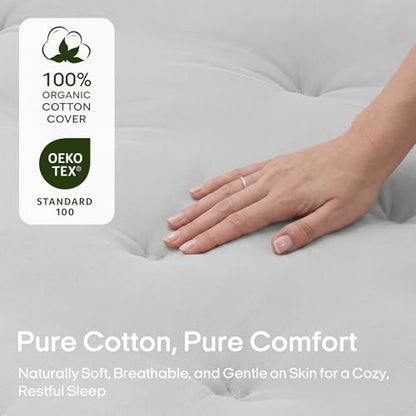 ZonLi Japanese Floor Mattress, 100% Cotton Washable Cover Futon Mattress - color: Light Grey, size: Queen(80"L x 60"W x 4"Th)