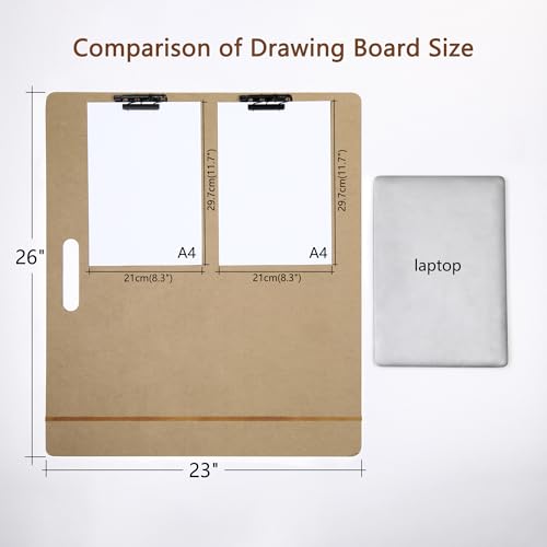 23"x26" Oversized Drawing Board with Clips and Rubber Bands | Big Size Art Board With 2 Clip To Secure Papers. Ideal For Sketching, Art Creation And Studio Use For Artists - size: 23"x26", 1 Pack
