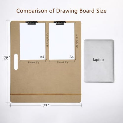 23"x26" Oversized Drawing Board with Clips and Rubber Bands | Big Size Art Board With 2 Clip To Secure Papers. Ideal For Sketching, Art Creation And Studio Use For Artists - size: 23"x26", 1 Pack
