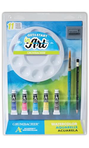 Grumbacher Academy Watercolor Get a Start in Art Set, Includes Watercolor Paper, Mixing Guide, Brush, Palette, Kneaded Eraser and More (AWSTARTSET)