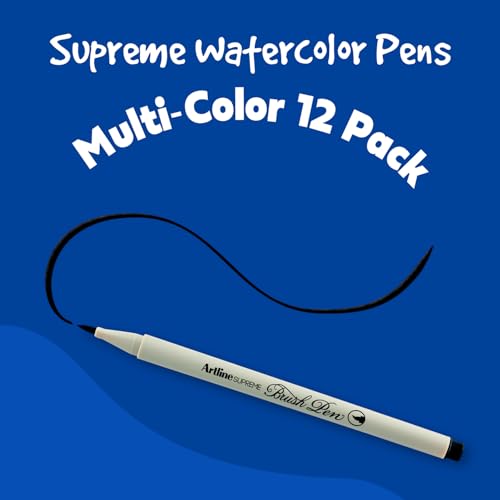 Artline Watercolor Brush Pens, Flexible Tip, EPFS-F, Multi-color, 12 Pack | Water-based brush markers for drawing, calligraphy, lettering, coloring, blending, illustration and artist projects - size: 1 Count (Pack of 12)