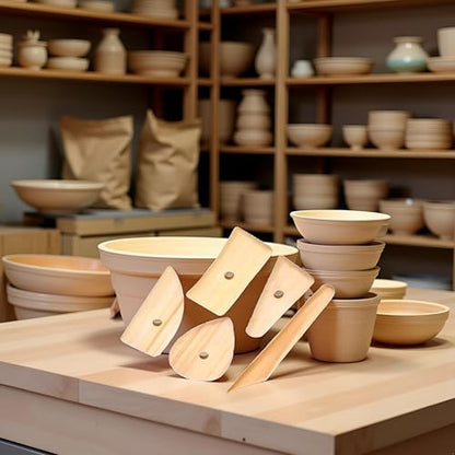 5 Pcs Wooden Pottery Clay Ribs Ceramic Potter Rib Ceramic Clay Sculpting Scrapers Tools Pottery Shaping Trimming Tools Ceramic Pottery Tools