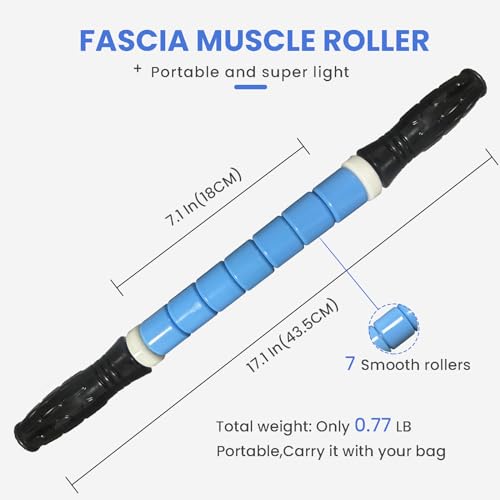 Muscle Roller Stick Ctwctr Massage Roller for Lymphatic Drainage, Cellulite Massager, Leg Massager for Circulation and Pain Relief, Deep Tissue & Trigger Point Massage - color: Blue