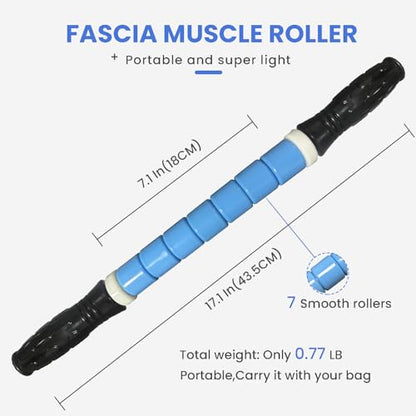 Muscle Roller Stick Ctwctr Massage Roller for Lymphatic Drainage, Cellulite Massager, Leg Massager for Circulation and Pain Relief, Deep Tissue & Trigger Point Massage - color: Blue