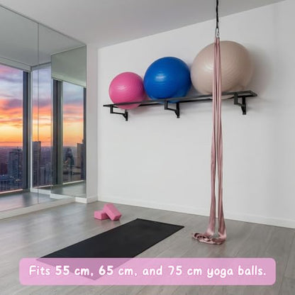 Yoga Ball Holder - Extra Large Wall Rack for Gym Garage Storage, Suitable for Stability/Theraband/Exercise/Barre Balls and Yoga Block