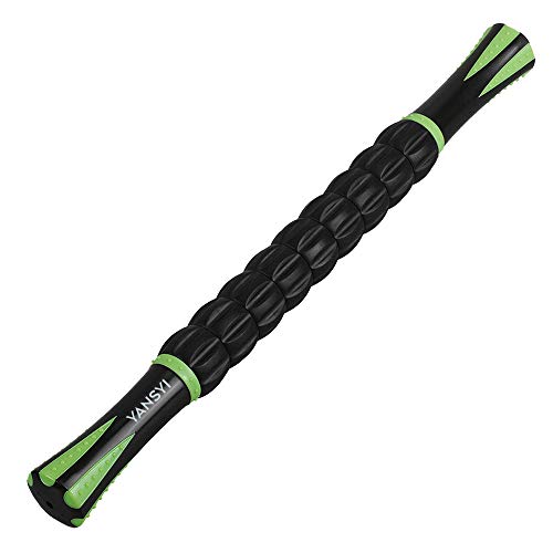 YANSYI Professional 9-Roller Deep Tissue Massage Stick - Portable Muscle Recovery Roller for Athletes, Relieves Post-Workout Soreness & Leg/Back Pain - Portable Physio Tool (Black) - color: Black