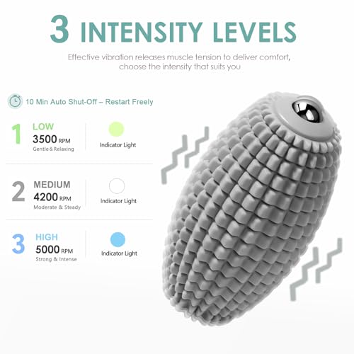 Vibrating Massage Ball with Rolling Head for Plantar Fasciitis - color: Gray