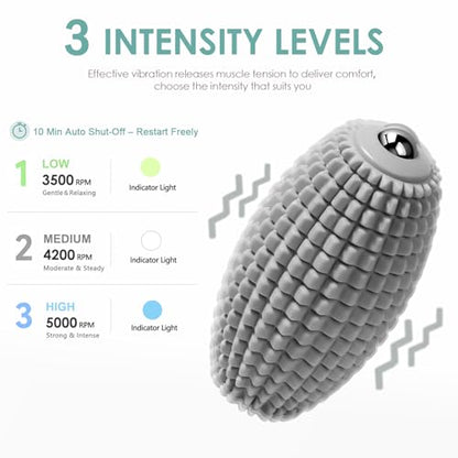 Vibrating Massage Ball with Rolling Head for Plantar Fasciitis - color: Gray