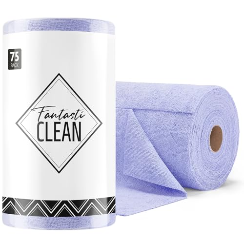 Fantasticlean Microfiber Cleaning Cloth Roll- 75 Sheets, 12"x12" (Lavender) - color: Lavender, size: 75 pack