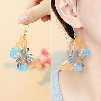 4 Piece Resin Earring Molds ， 47 Unique Shapes UV Butterfly Resin Molds with Holes Ideal for DIY Silicone Earrings Necklaces Jewelry and Animal Designs Creative Art Gifts - color: butterfly