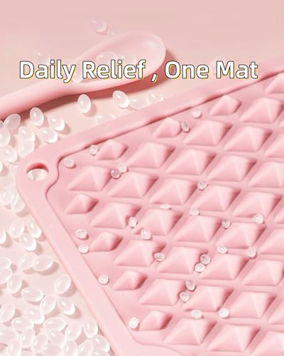 Acupressure Foot Massage Mat Dual-Sided Silicone Reflexology Pad for Plantar Fasciitis, Heel Pain & Fatigue Washable – Connectable Relief Pad for Standing Desk, Home, Office – Pink (M)