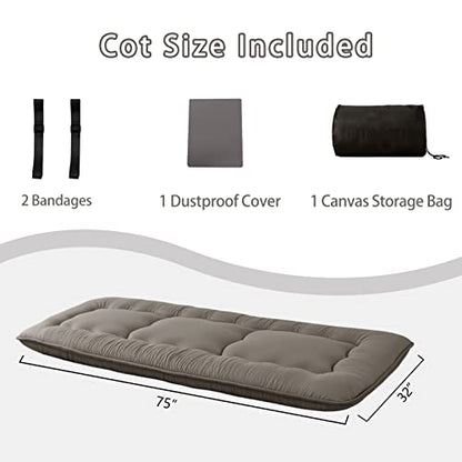 MAXYOYO Japanese Floor Mattress 4" Thick Cot Size Foldable Futon Mattress - color: Charcoal Grey, size: Cot