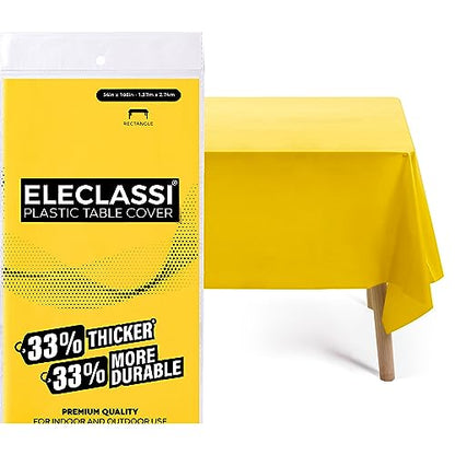 Eleclassi Yellow 12 Pack Premium Disposable Plastic Tablecloth 54 x 108 in - Plastic Table Cloth Disposable Tablecloth for Rectangle Table Up to 8 Feet - color: Yellow, size: 12 Pack Rectangle