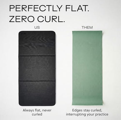 Stakt Foldable Yoga Mat Pro - Non Slip 2 in 1 Fitness Exercise Mat | Premium textured grip, 12 mm thick, folding design, EVA foam blend, supports Pilates, barre, and strength training - color: Black