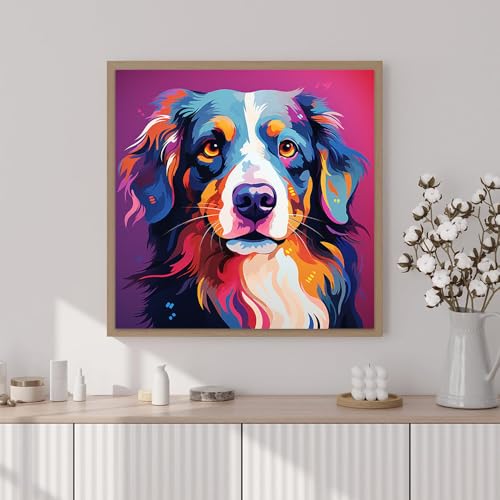 Artunion Framed Paint by Numbers Kit for Adults Beginners & Kids Ages 8-12,Bernese Mountain Dog Paint by Number with Frame,Dog Animal Paint by Numbers Kit on Canvas 10 * 10 Inch Without Easel - color: ZXT-376-F