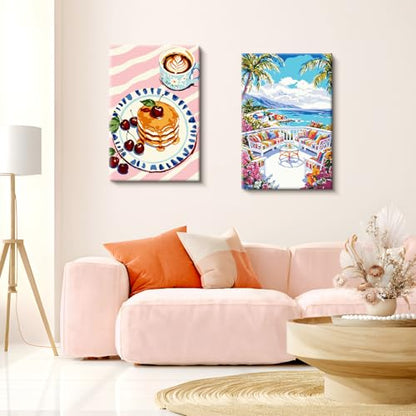 ZTOTZ Paint by Numbers Kit with Frame, Breakfast Pancake Painting by Numbers for Adults, Easy Food Art Kit for Cooking Lover, 8x12 Inches - color: B-05-pancake