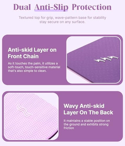 ROMIX Pro Yoga Mat With Alignment Lines, 6Mm Thick Non-Slip Exercise Mat | 72 x 24 In TPE Large Pilates Mat For Home Workout, Stretching, Training, Meditation, Carry Bag Included For Women And Men - color: Purple