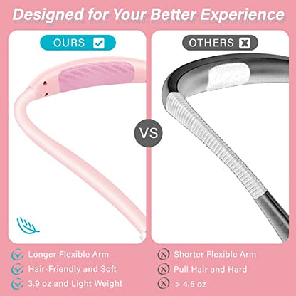 Vekkia Rechargeable LED Neck Book Light for Reading in Bed | 3 Brightness Levels/Flexible Soft Silicone Arms Comfortable Wear/Long Lasting,Great for Readers, Craft & Knitting - color: Pink