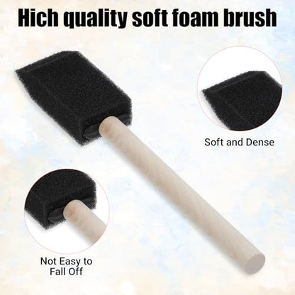 Giantree 5Pcs Foam Brushes for Painting, Foam Paint Brushes, Sponge Paint Brush, 1 Inch Paint Brush for Painting, Wooden Handles Brushes for Staining DIY Craft Varnishes Painting and Cleaning(1 Inch)