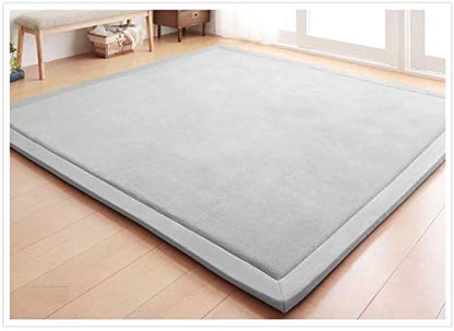 V-mix Baby Play Mat, Handmade Weaving Plush Foam Play Crawling Rugs for Baby, Toddler, Children, Yoga Mat, Exercise Mat Cushy-Soft & Thick Hypoallergenic, Non-Toxic, Reversible - color: Grey, size: 6'7" x 6'7" (Rectangular)