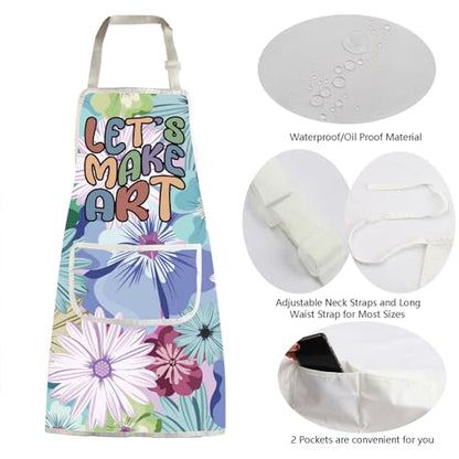 MBMSO Painting Artist Apron with Pockets Artist Painter Gifts Art Lover Gift for Art Teacher Student Painter Apron Waterproof - color: Let's Make Art Apron