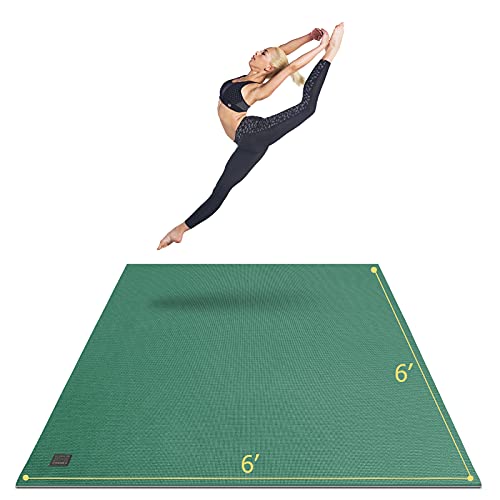 GXMMAT Large Yoga Mat 6'x4'/6'x6'(7mm) & 7'x5'(9mm) - color: Green Jasper, size: 6*6 FT