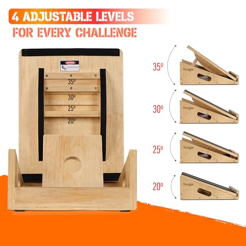 Yes4All Professional Incline Board, Slant Board Calf Stretching, Squat Wedge and Anti-Slip Surface, Portable Side Handle - color: A. Yellow