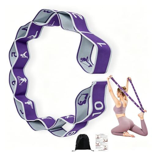 Fabric Exercise Straps, Number Stretch Resistance Bands with 10/12 Loops - color: Purple, size: 10Loops