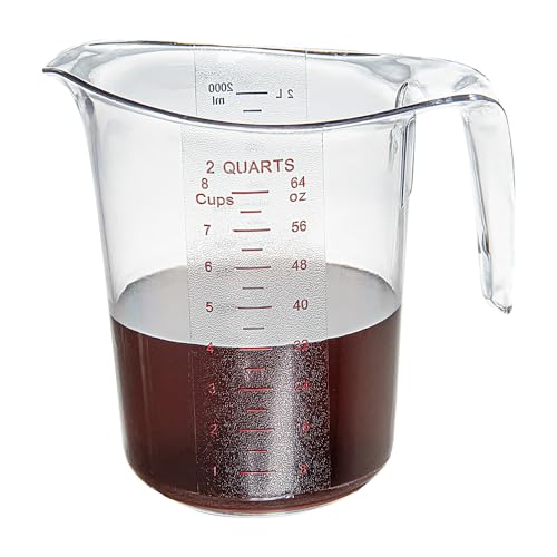Restaurantware Plastic Measuring Cup - Chef 101 Measuring Jug with Dual Unit Markings, Dishwasher Safe - Clear Measuring Cup for Kitchen, Restaurants - size: 7.75" × 6.00" × 7.50"
