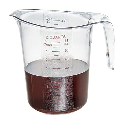 Restaurantware Plastic Measuring Cup - Chef 101 Measuring Jug with Dual Unit Markings, Dishwasher Safe - Clear Measuring Cup for Kitchen, Restaurants - size: 7.75" × 6.00" × 7.50"