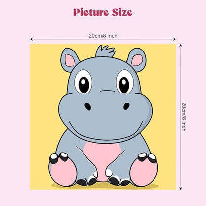 MXJSUA 4 Pack Lion Zebra Animals Paint by Numbers Kit with Framed Canvas for Kids, Hippo Elephant By Number Painting Kits for Ages 6-12 Kids, Acrylic Oil Paint by Number Kits for Beginners 8x8 Inch - color: Animal-F