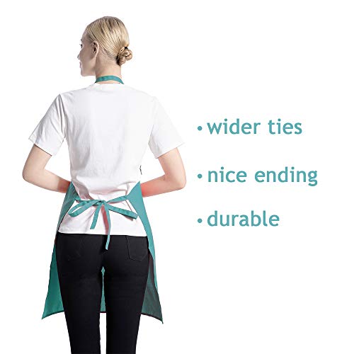 Total 15 PCS Blue Plain Color Bib Aprons Bulk for Women Men Adult with 2 Front Pockets (Baby Blue,15pcs) - color: Baby Blue