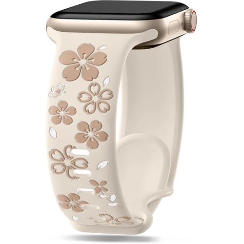 Wepro Floral Band for Apple Watch 40mm 41mm 38mm 42mm 44mm 45mm 46mm 49mm - color: Cute Starlight, size: 44mm/45mm/46mm/49mm/42mm(series 3/2/1)