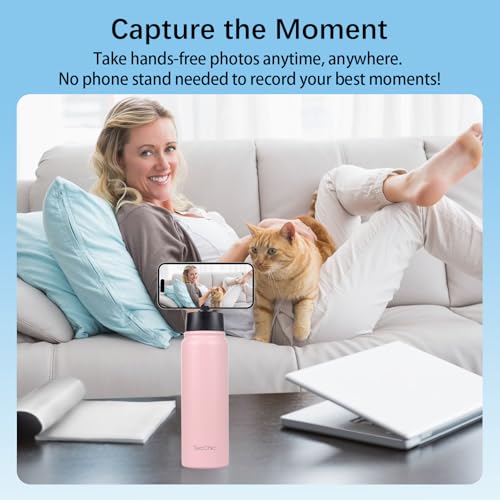 Insulated Water Bottle with Magnetic Phone Holder Compatible with MagSafe and iPhone,Double-Sided Magnet,Hot 12H Cold 24H,Stainless Steel Water Bottle Phone Mount for Sports Travel,27oz (Pink) - color: Pink