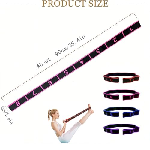 Fitness Resistance Band for Stretching and Yoga, Number Stretch Resistance Band with Clear Markings, 8-Section Elastic Training Bands for Full Body Stretching Shaping
