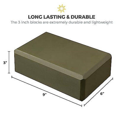 3in Yoga Blocks Bulk, 10 Pack, 3x6x9in - color: Olive Green