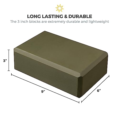 3in Yoga Blocks Bulk, 10 Pack, 3x6x9in - color: Olive Green