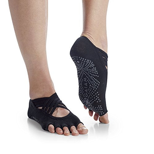 Gaiam Grippy Studio Yoga Socks, Non-Slip, Open-Toe, One Size - color: Black, size: One Size