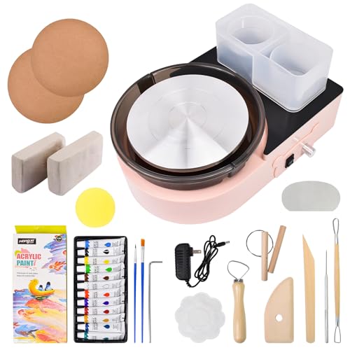 iMeshbean Pottery Wheel Machine Knob Controls Speed, 6" Turntable Two-Way Rotation Clay Wheel, DIY Mini Pottery Wheel Kit for Kids and Beginners Adults