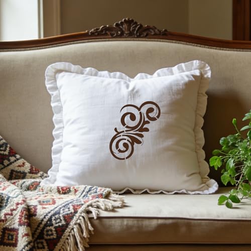 12 Pcs Flower Swirls Stencil 7.87x7.87 Inch Leaf Scroll Reusable Wall Stencil Boho Floral Templates Painting Stencils Set Flourish Swirls Stencils for Cement Wood Furniture DIY Home Decor