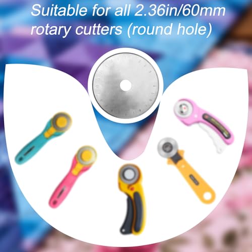 5pcs Rotary Cutter Blades Compatible with/Martelli/Dremel/Truecut, 2.36in/60mm Round Hole Fabric Rotary Cutter Replacement Blades for Quilting Sewing Arts Crafts Scrapbooking