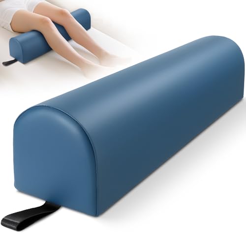3/4 Round Massage Bolster, PU Leather Bolster Pillow for Legs, Blue | 26x6x6 inch Leg Bolster for Massage Table with Strap Handle, Physical Therapy Bolsters Under Back Knee Ankles Pain Relief - color: 3/4 Round - Blue