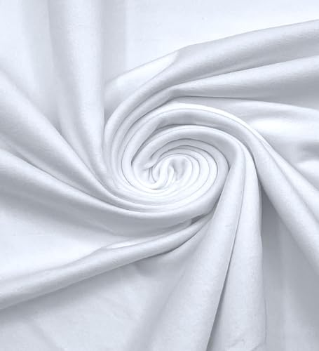 EOVEA - Cotton Spandex Fabric by The Yard - 4 Way Stretch Jersey Knit - Spandex & Cotton T-Shirt Fabric - Lightweight, Breathable - 60" Wide Roll| 10 oz(White, 1 Yard) - color: White, size: 1 Yard