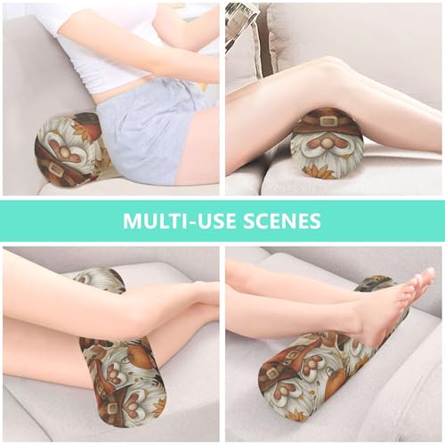 Bolster Pillow Neck Pillow Round Soft Health Memory Foam Pillows Long Cylindrical Body Pillow with Removable Cover Cute Back Yoga Gnomes Maple Leaf 17" x 5.5" - color: Gnomes Maple Leaf