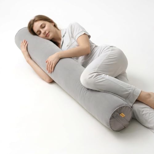 Body Pillow for Adults,Long Round Pillow,Big Cylindrical Pillow,Large Full Bolster Pillows for Side Sleepers (Zinc Gray, 39.37"*7.87") - color: Zinc Gray, size: 39.37"*7.87"